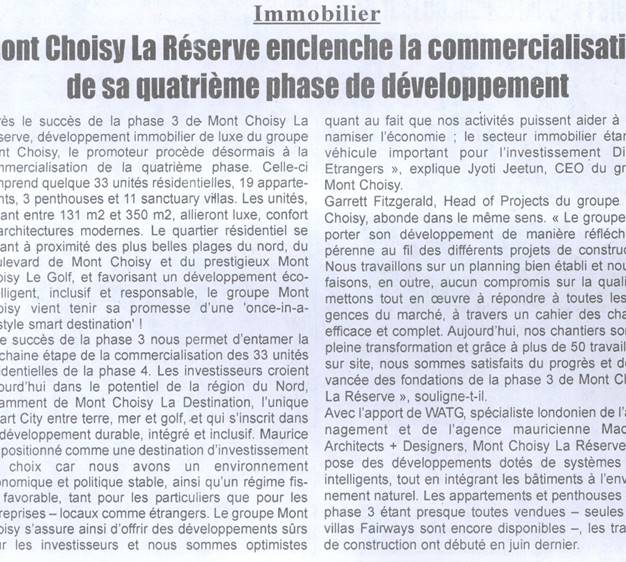 Le Quotidien 23.08 Pg 3 - Mont Choisy