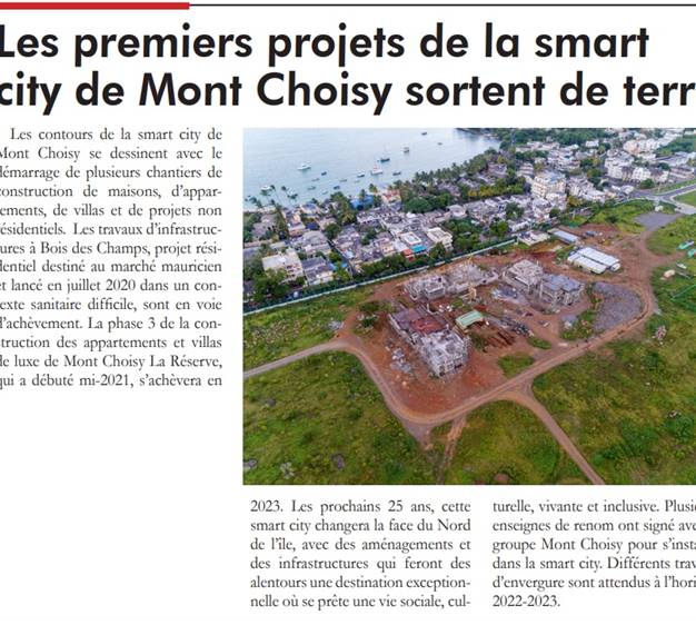 Bizweek 04.03 Pg 7- Les premiers projets de la Smart City de Mont Choisy sortent de terre